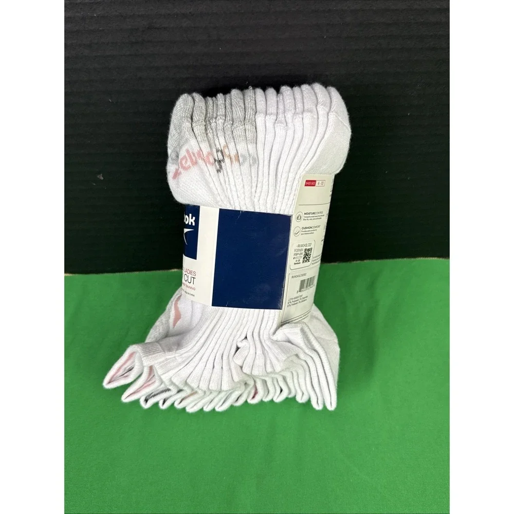 Reebok Womens 8 Pack Cushion Low Cut Socks Shoe Size 4-10 White Gray RVW243LC02